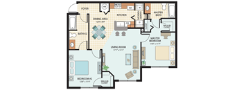 2 Bedroom Floor Plan at Cross Creek Apartments Tampa, FL