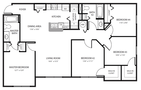 4 Bedroom Floor Plan Brandywine Tampa, FL