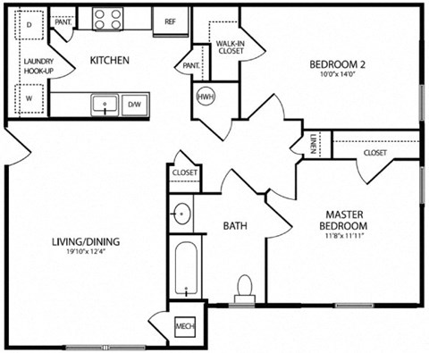 Two-Bedroom Floor Plan at Spring Manor Senior Apartments in Poughkeepsie, NY