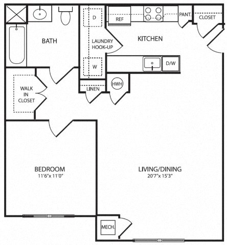 One-Bedroom Floor Plan at Spring Manor Senior Apartments in Poughkeepsie, NY