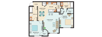 Two Bedroom Floor Plan at Timber Trace Affordable Apartments in Titusville, FL