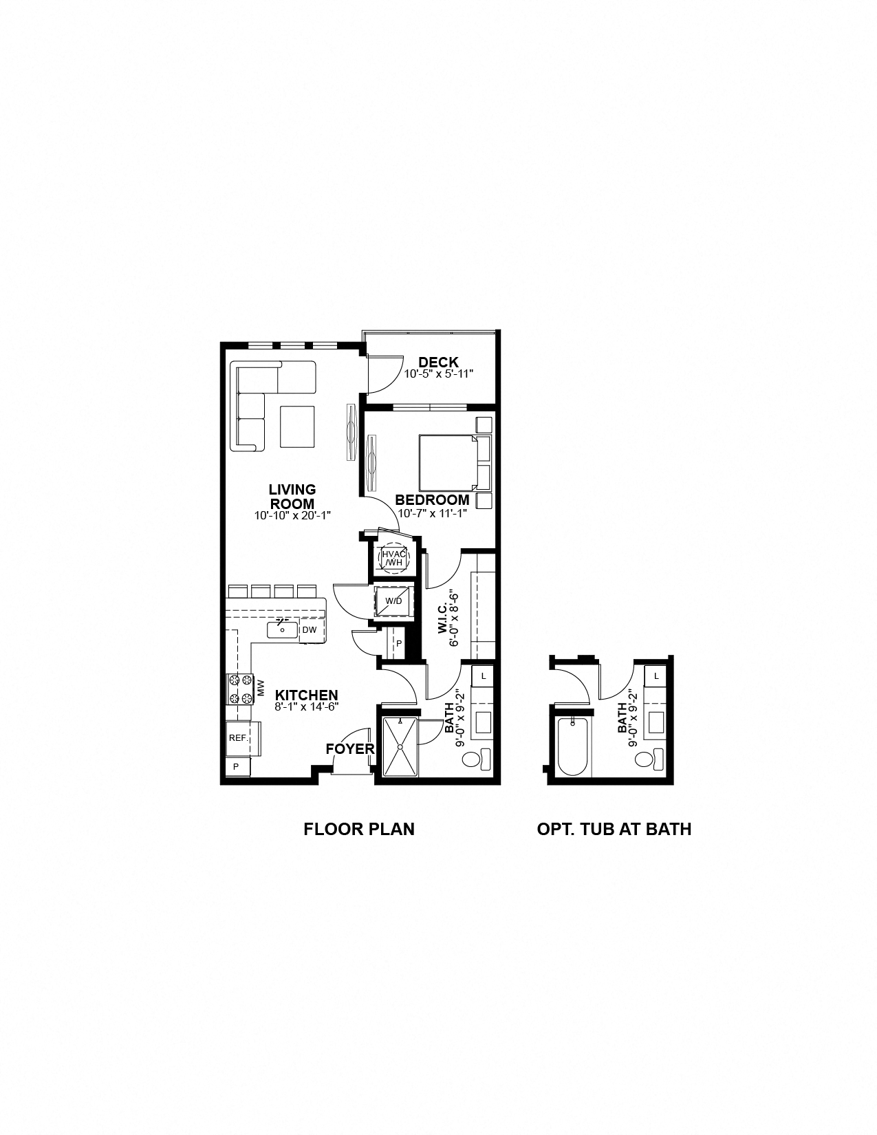 1 Bed 1 Bath Floor Plan | 701 Sq. Ft. at The Prescott Luxury Apartments in Austin, TX