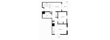 Two Bedroom  Floor Plan at Ventana Senior Apartments in Fullerton CA