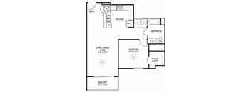 One Bedroom Floor Plan at West Brickell Tower Senior Apartments in Miami