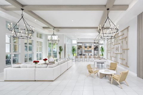 a rendering of a living room with couches and tables