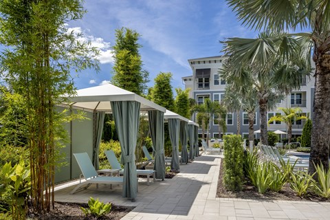 Poolside Cabanas at Waverly Terrace Luxury Apartments in Temple Terrace, FL