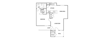 1 Bedroom 1 Bath Floor Plan at Waller Hillside Affordable Apartments in Waller TX