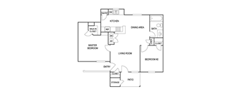 Two Bedroom 1 Bath Floor Plan at Waller Hillside Affordable Apartments in Waller TX