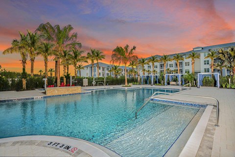 Resort Swimming Pool at The Gallery Luxury Apartments in Trinity, FL