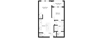 One Bedroom Floor Plan | 652 Sq. Ft. at Waverly Terrace Luxury Apartments in Temple Terrace FL