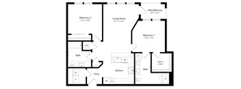 Two Bedroom Floor Plan | 1,059 Sq. Ft. at Waverly Terrace Luxury Apartments in Temple Terrace FL