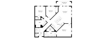 Three Bedroom Floor Plan | 1,279 Sq. Ft. at Waverly Terrace Luxury Apartments in Temple Terrace FL