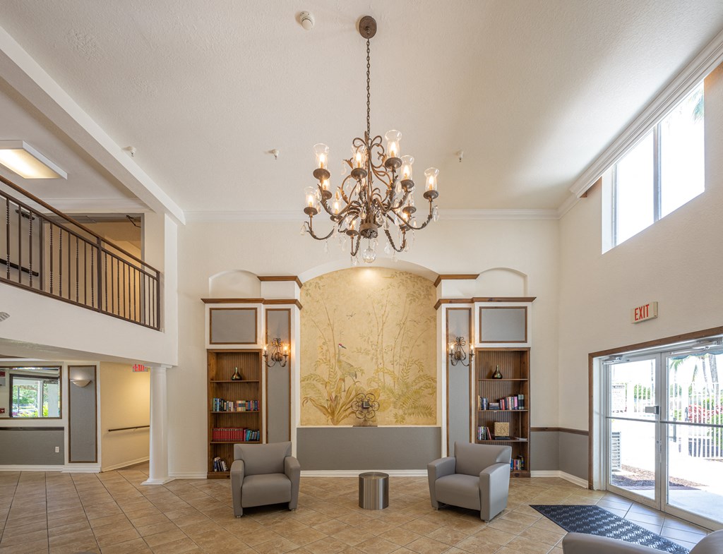 Leasing Lobby at Riverview House Senior Apartments in Lake Worth FL