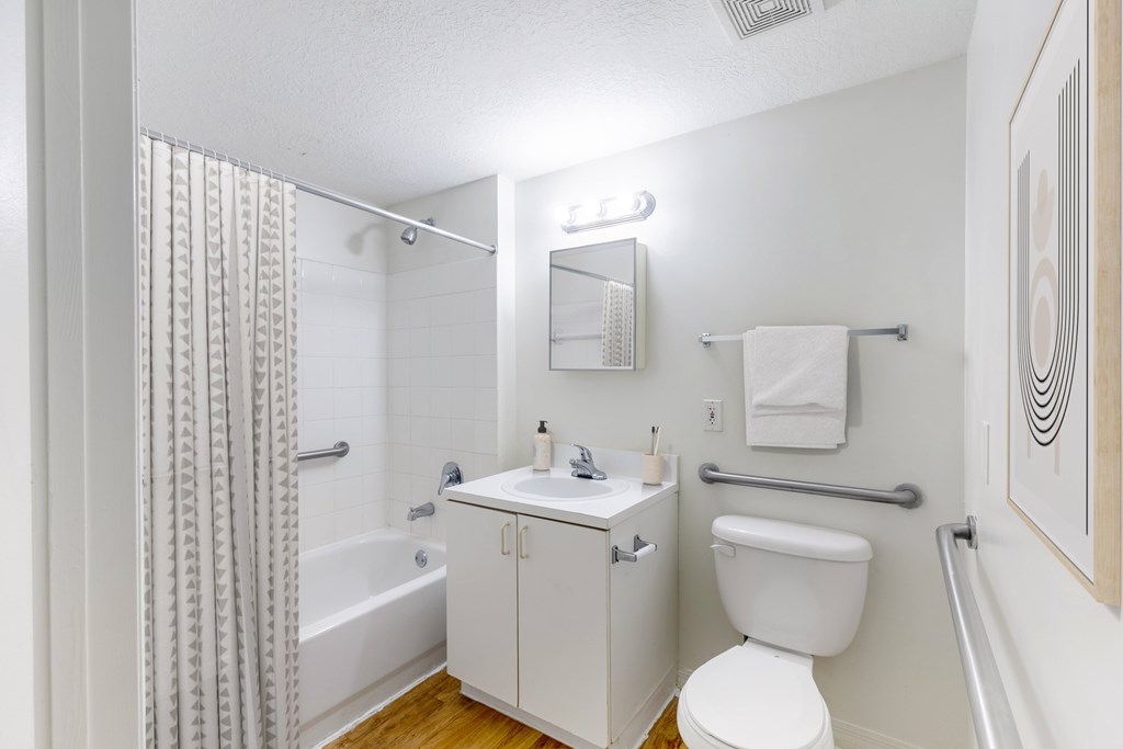 Modern Bathrooms at Riverview House Apartments in Lake Worth, FL