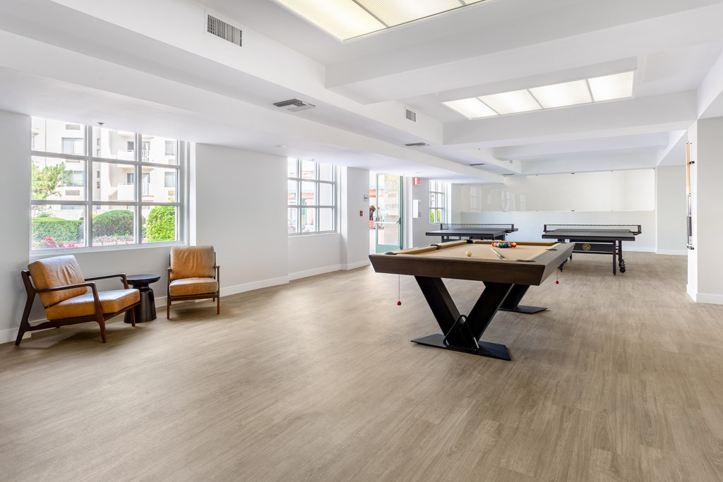 Club Room with Billiards at Grand Plaza Senior Apartments in Los Angeles, CA