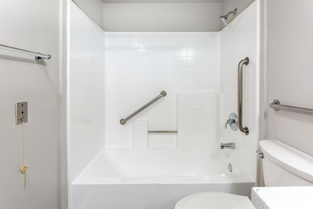 Bathrooms with Grab Bars at Grand Plaza Senior Apartments in Los Angeles, CA