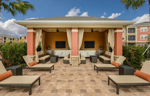 Pool with Cabanas at The Sedona in Westchase, Tampa FL