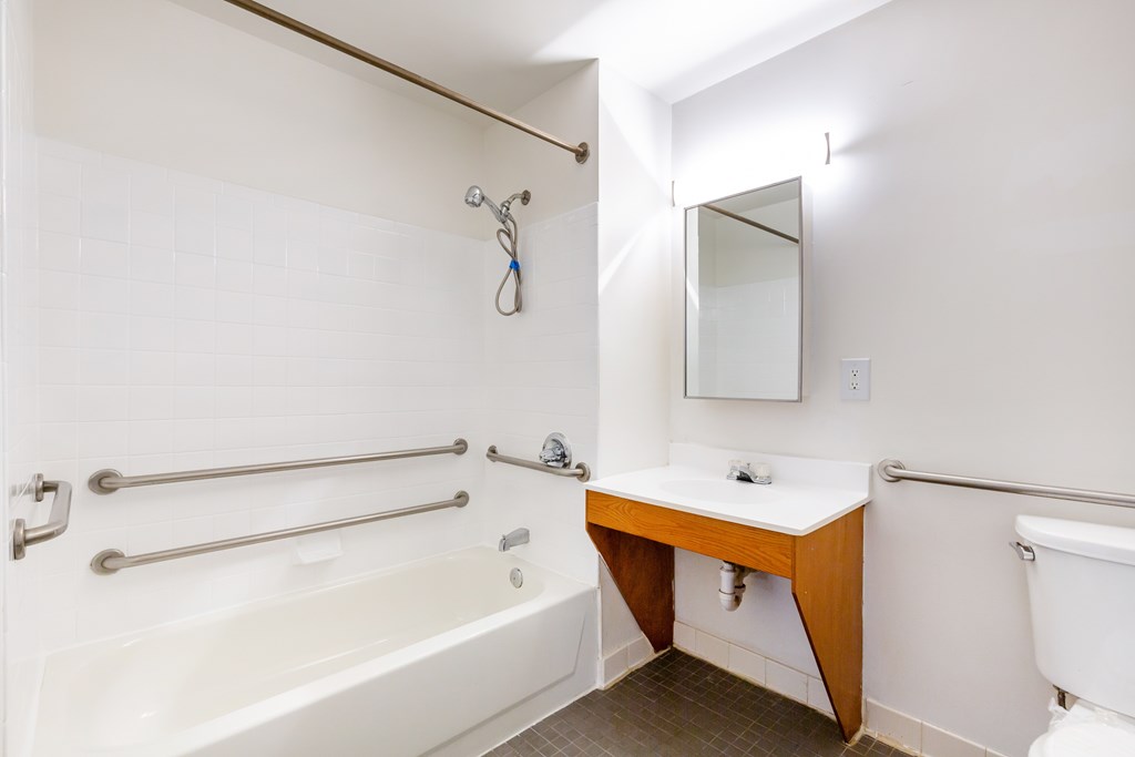 Bathrooms with Grab Bars at Landmark Affordable Apartments in Baltimore, MD