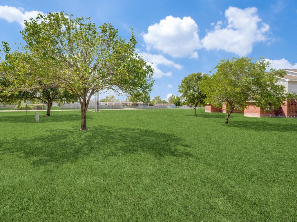 Green spaces  at Mockingbird Lane Plaza Affordable Apartments in Victoria TX