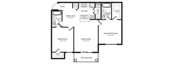 Two Bedroom Floor Plan at Belleair Place Apartments in Clearwater FL