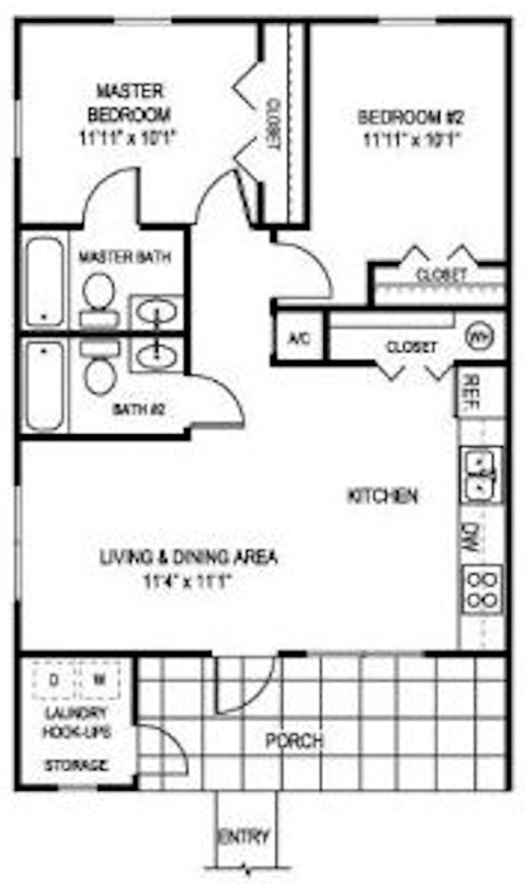 Two Bedroom Floor Plan at Mira Verde Affordable Apartments in LaBelle FL