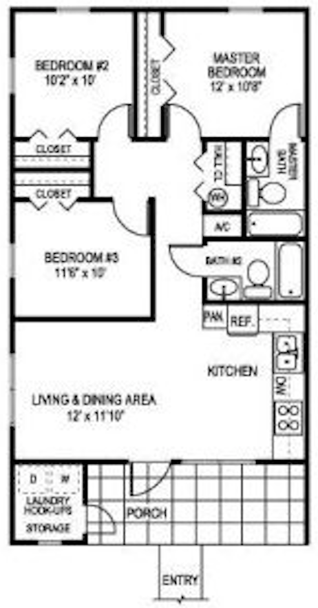 Three Bedroom Floor Plan at Mira Verde Affordable Apartments in LaBelle FL