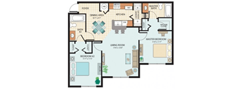 Two-Bedroom Floor Plan at  at Hudson Ridge Apartments in Port Richey, FL