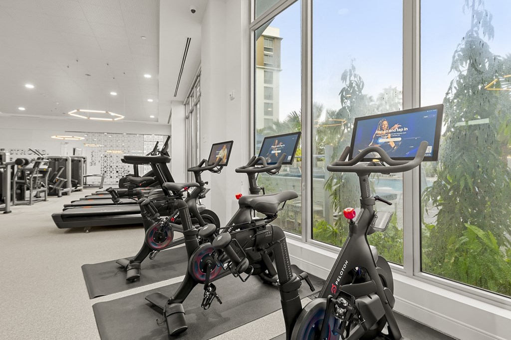 24/7 Fitness Center with Peloton Bikes at The Marc Luxury Apartments in Palm Beach Gardens FL
