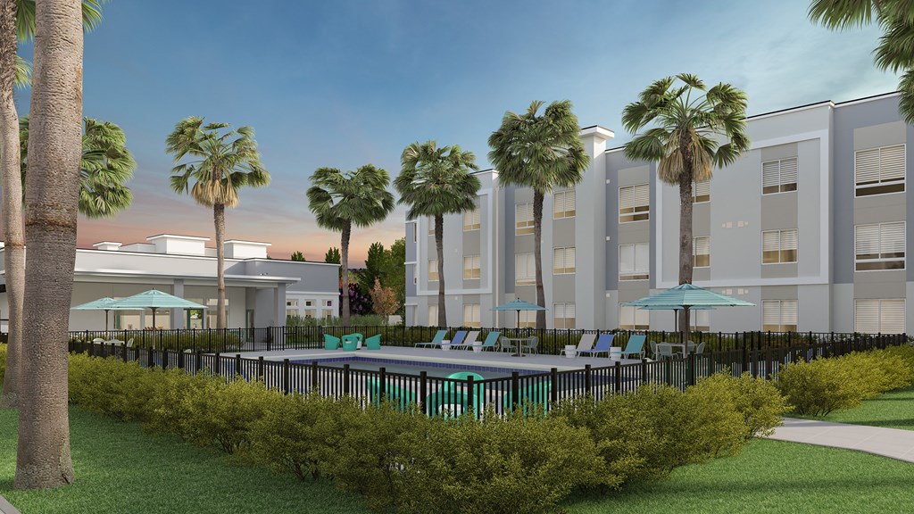 Resort-Style Pool at River Canyon at Merced Affordable Apartments