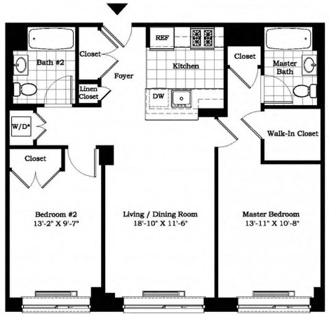 Two Bedroom Floor Plan at The Balton Affordable Apartments in New York City