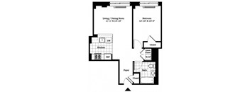 One Bedroom Floor Plan at The Balton Affordable Apartments in New York City
