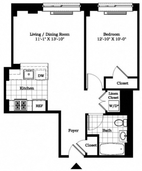 One Bedroom Floor Plan at The Balton Affordable Apartments in New York City