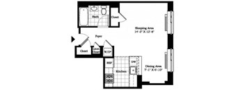 Studio Floor Plan at The Balton Affordable Apartments in New York City