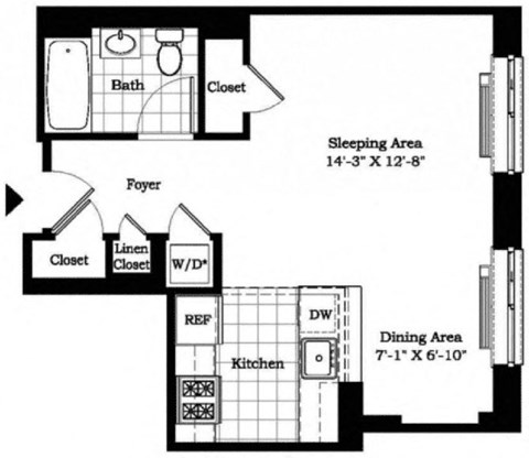 Studio Floor Plan at The Balton Affordable Apartments in New York City