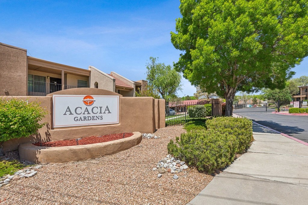 the gardens sign in front of a building at Acacia Gardens, Albuquerque, NM, 87111