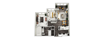 bedroom floor plan an in 3d at Emblem Alpharetta, Alpharetta, GA