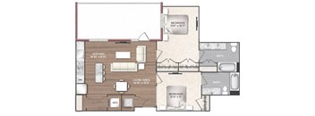 a floor plan of an apartment home with a wooden floor at 511 Meeting, Charleston