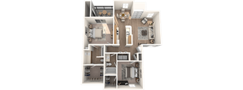 2 bed 2 bathroom Serrata Floor Plan | Village Oaks at Village Oaks Apartments, Texas, 78759