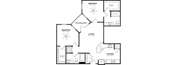 2 bed  2 bath floor plan at Glenwood at Grant Park, Atlanta, GA, 30316