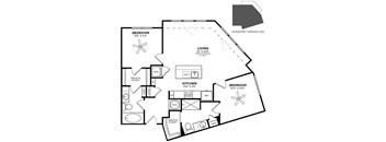 2 bed 2 bath floor plan Z at Glenwood at Grant Park, Atlanta, GA, 30316