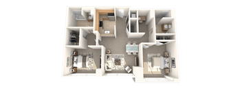 2 Bed 2 Bath 1070 SF Floor Plan at Residences at Manchester Place, Manchester