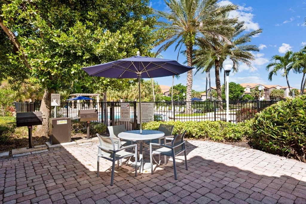 Outdoor patio seating at Via Lugano, Boynton Beach, 33436