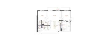 bedroom floor plan an in 2 bed 2 bath at The Maven, Suwanee, Georgia