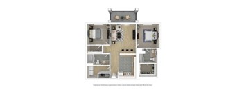 a floor plan of a 3 bedroom apartment at The Station at River Crossing, Macon, Georgia