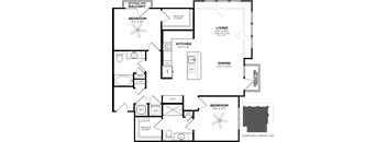 2 bed  2 bath floor plan B at Glenwood at Grant Park, Atlanta, 30316