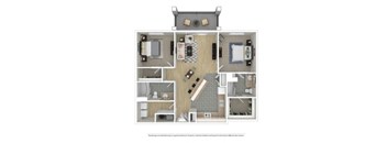 a furnished apartment with a bedroom and living room at The Station at River Crossing, Macon, Georgia