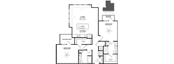 2 bed  2 bath floor plan C at Glenwood at Grant Park Apartments, Atlanta