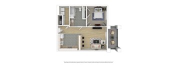 a bedroom with a bed and a chair in a room at The Station at River Crossing, Macon