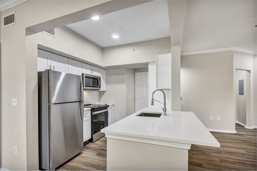 Renovated deluxe home featuring white cabinets and stainless steel appliances renovated homes in Cedar Park - Photo Gallery