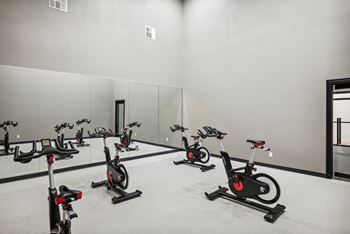 spin bicycles in a studio